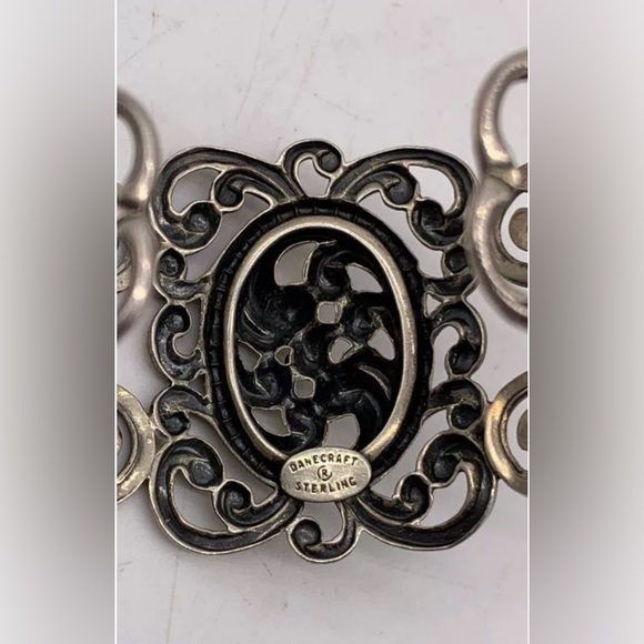 Sterling Silver Vintage Danecraft Filigree Art Nouveau Cuff Bracelet 6 inch - Picture 3 of 9